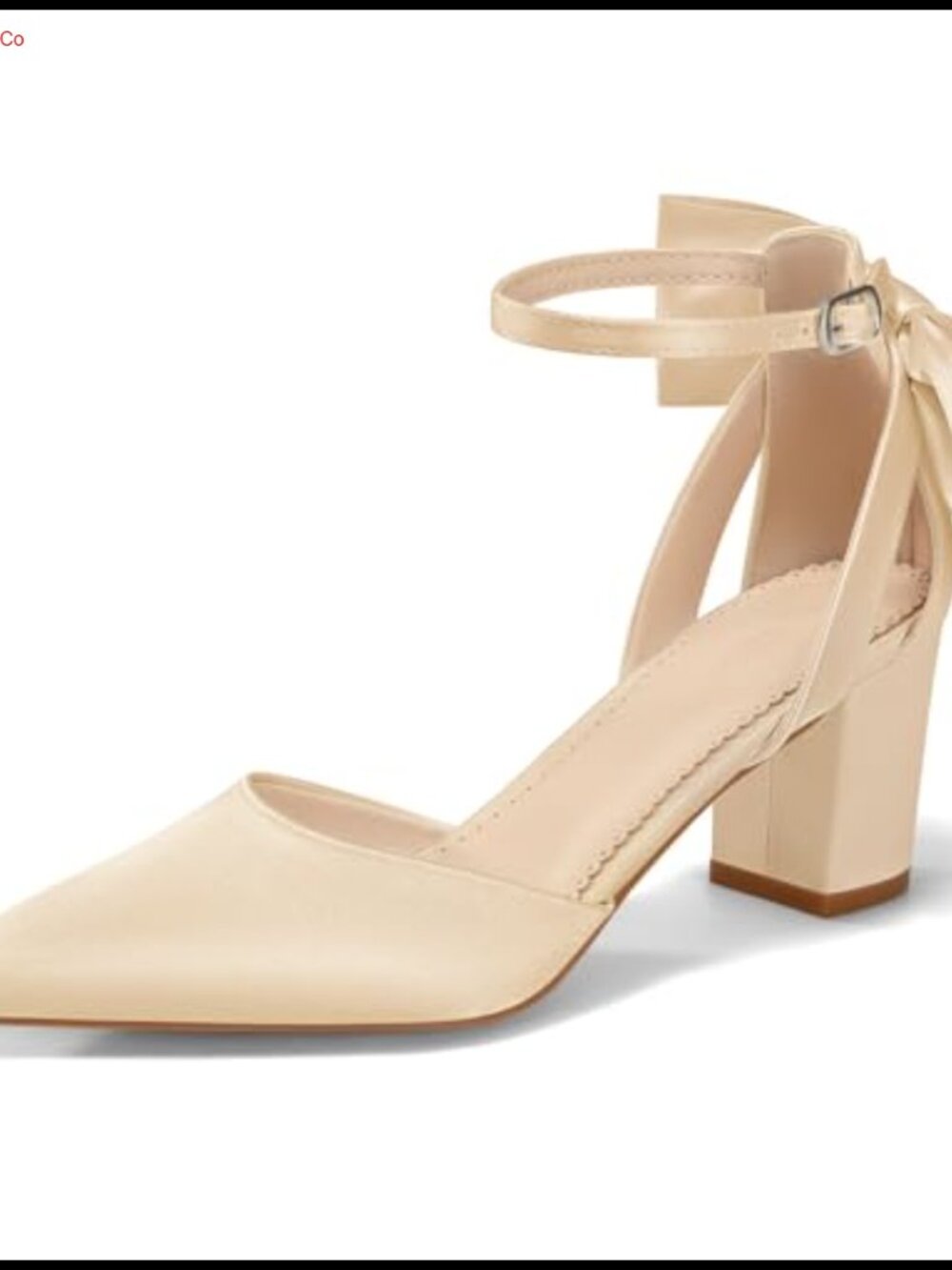 Chunky Block Heel Pointed Toe Pumps Ankle Strap Satin Party Heels